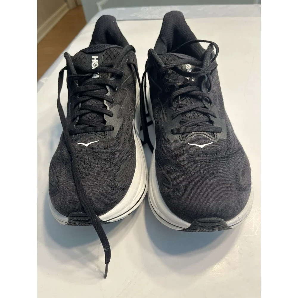 HOKA Clifton 10 Black White Mesh Sneakers Men’s Sz 10 Wide Running Gym Training